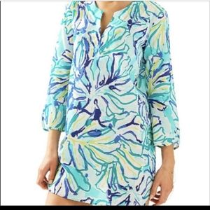 Lilly Pulitzer Swim Coverup Blue White Yellow Small